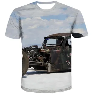 Racing Car T shirts Men Metal Shirt Print City T shirts Funny Gray Tshirts Cool Retro T-shirts Graphic