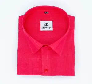 Red Color Pure Cotton Shirts For Men