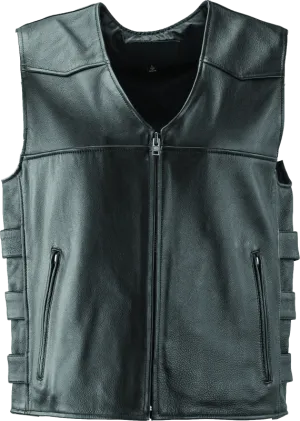 River Road Plains Leather Vest Black - 2XL