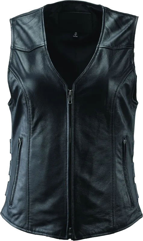 River Road Plains Leather Vest Black Womens - 3XL