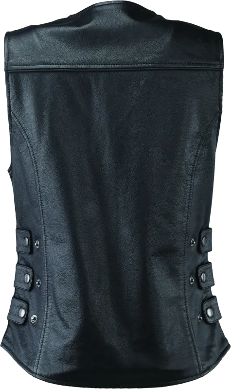 River Road Plains Leather Vest Black Womens - Small