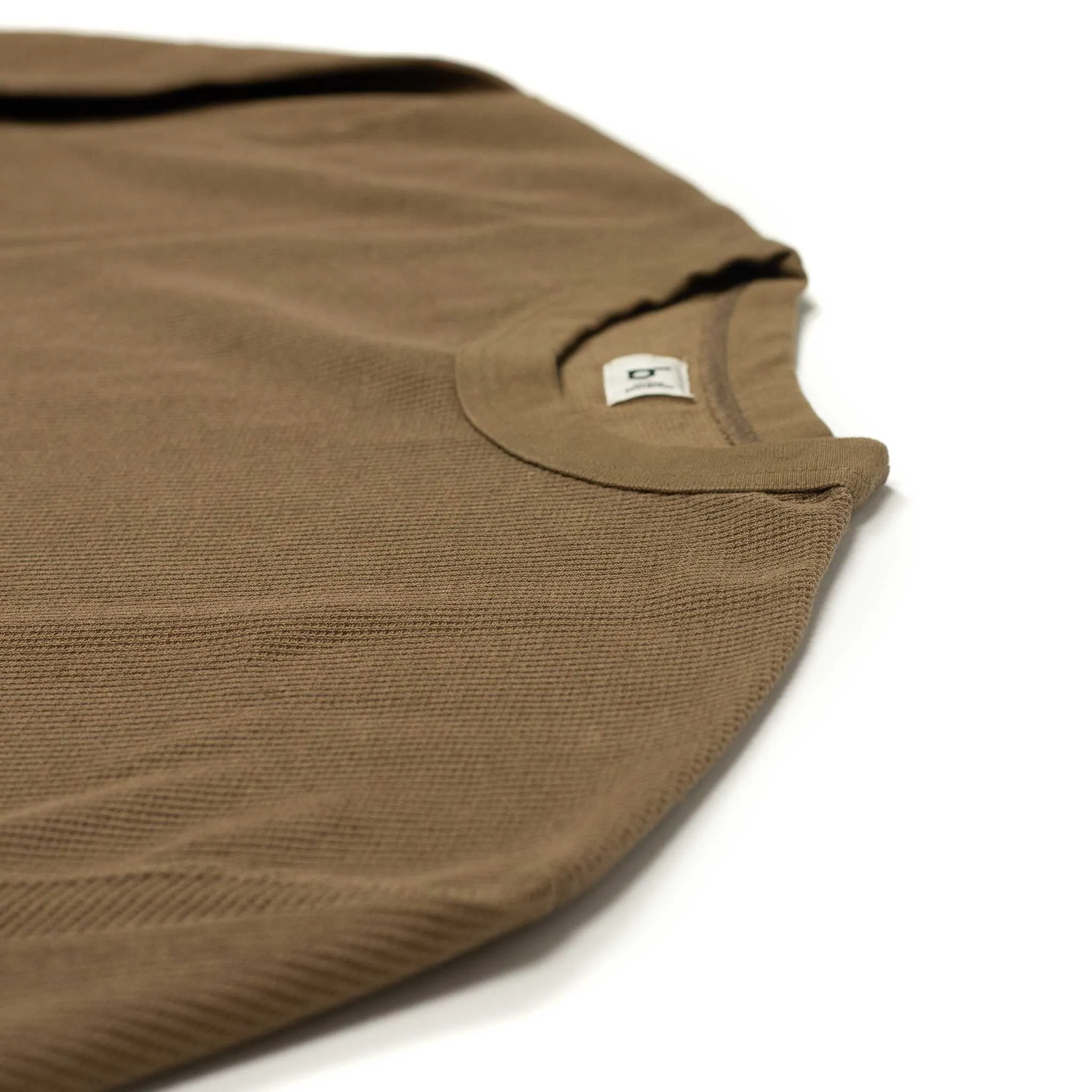 Rough and Smooth crewneck thermal in Camel brown cotton and poly