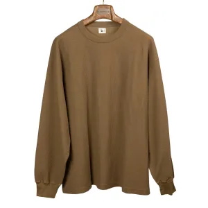 Rough and Smooth crewneck thermal in Camel brown cotton and poly