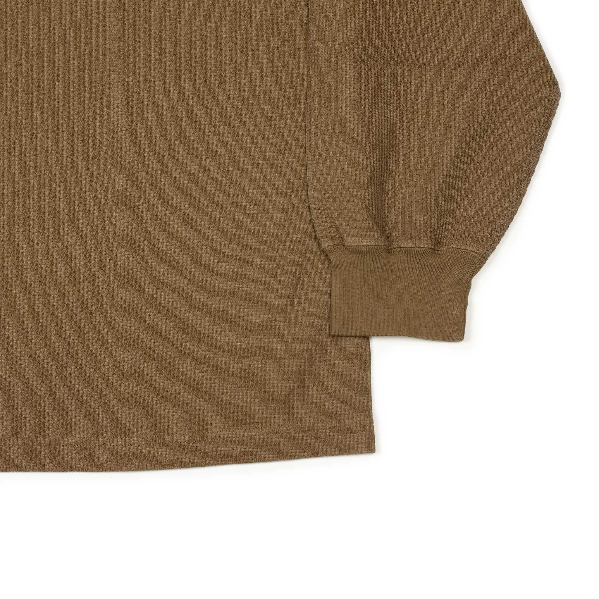 Rough and Smooth crewneck thermal in Camel brown cotton and poly