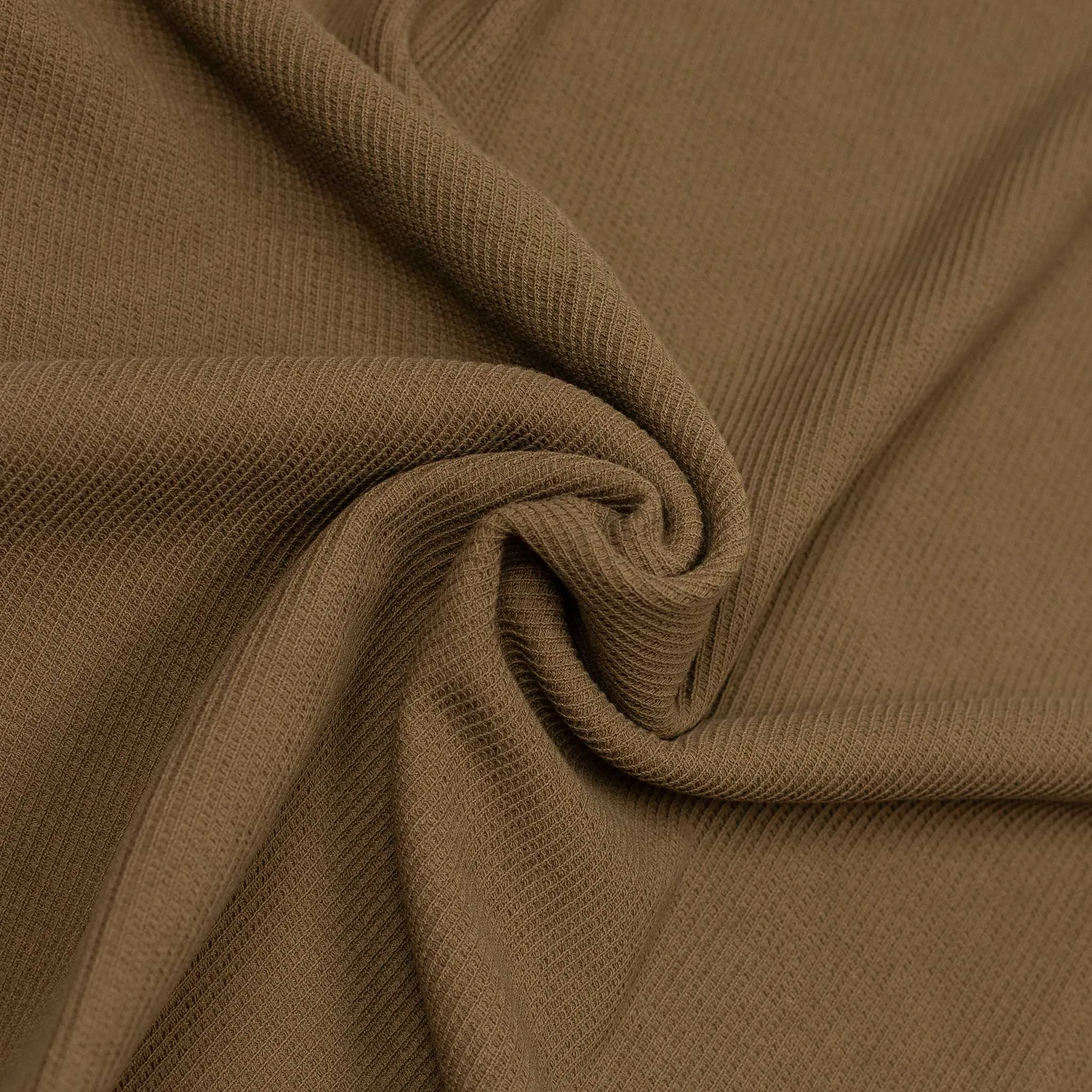 Rough and Smooth crewneck thermal in Camel brown cotton and poly