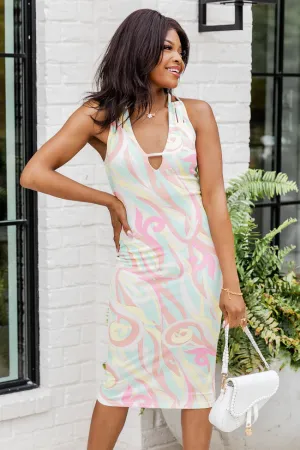 Sounds Like Fun Multi Abstract Printed Midi Dress FINAL SALE