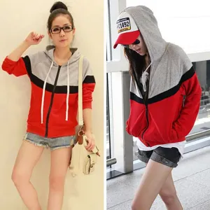 Sport Jacket Long Sleeve Zipper Casual Loose Spring Autumn Women Coat Sweatshirt Hoodies