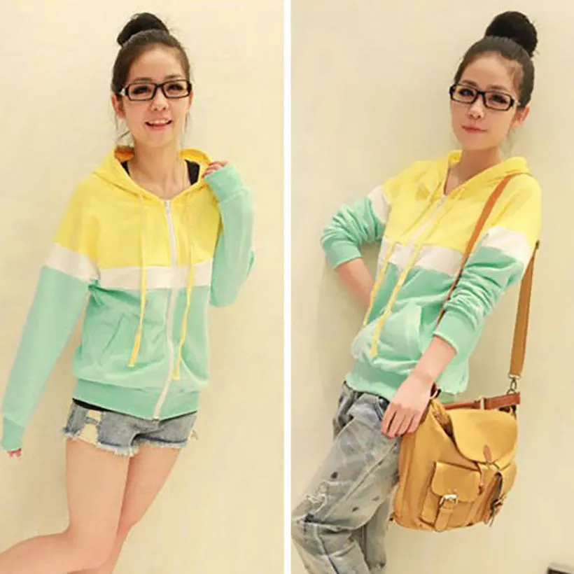 Sport Jacket Long Sleeve Zipper Casual Loose Spring Autumn Women Coat Sweatshirt Hoodies