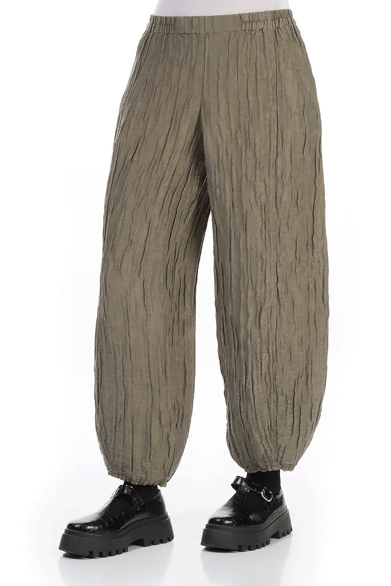 Taper Silver Sage Crinkled Silk Linen Trousers