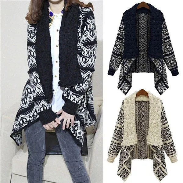 Women Autumn Ladies Knitted Cardigan Casual Outwear Sweater Jacket Coat