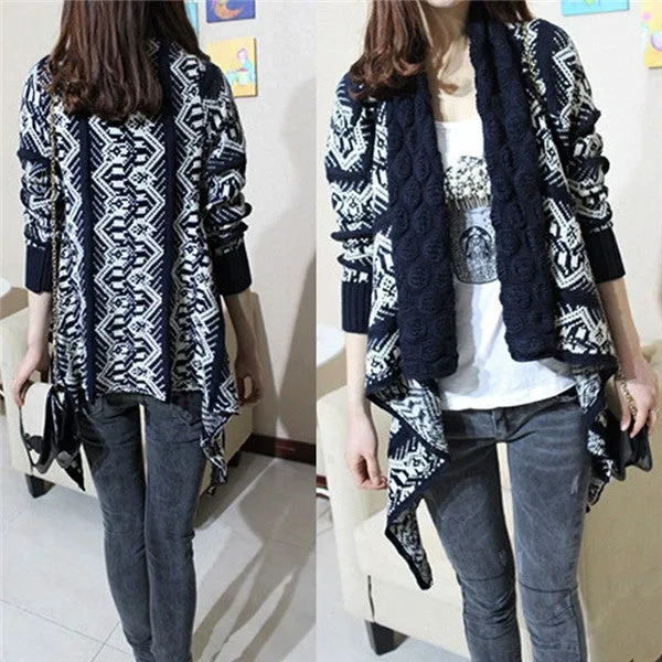 Women Autumn Ladies Knitted Cardigan Casual Outwear Sweater Jacket Coat