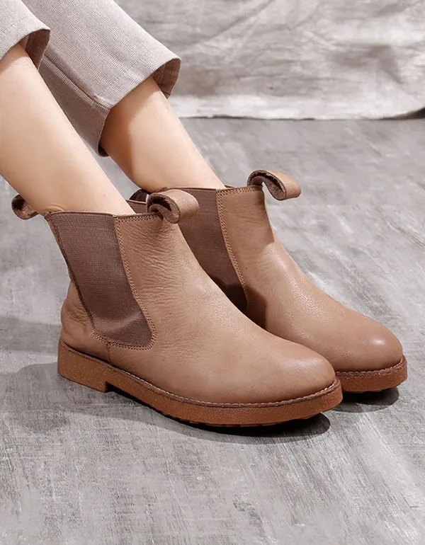 Women Soft Leather Retro Chelsea Boots