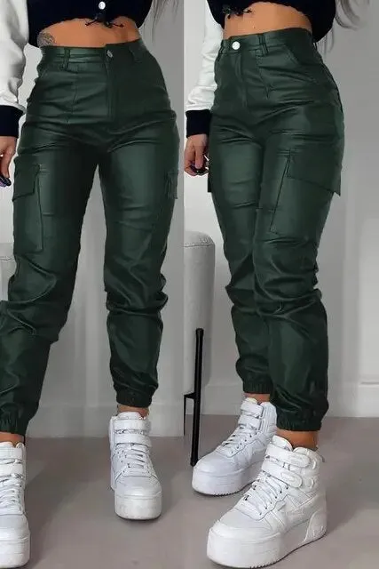 Women's Comfortable Vegan Leather Skinny Fit Trousers | Ideal for Autumn/Winter