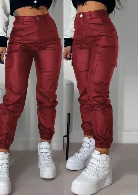 Women's Comfortable Vegan Leather Skinny Fit Trousers | Ideal for Autumn/Winter