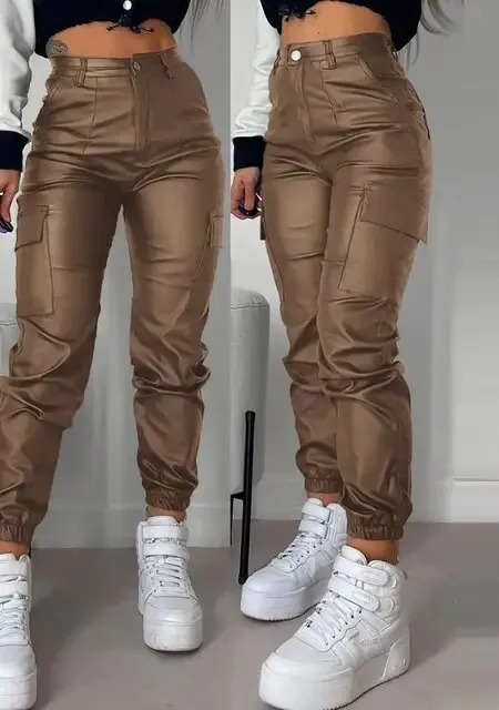 Women's Comfortable Vegan Leather Skinny Fit Trousers | Ideal for Autumn/Winter