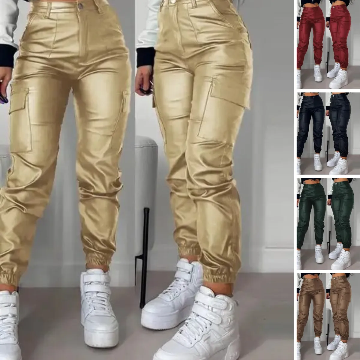 Women's Comfortable Vegan Leather Skinny Fit Trousers | Ideal for Autumn/Winter