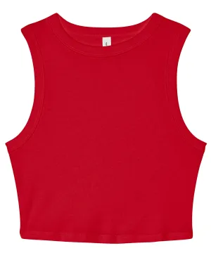 Womens micro rib muscle crop tank | Solid Red Blend